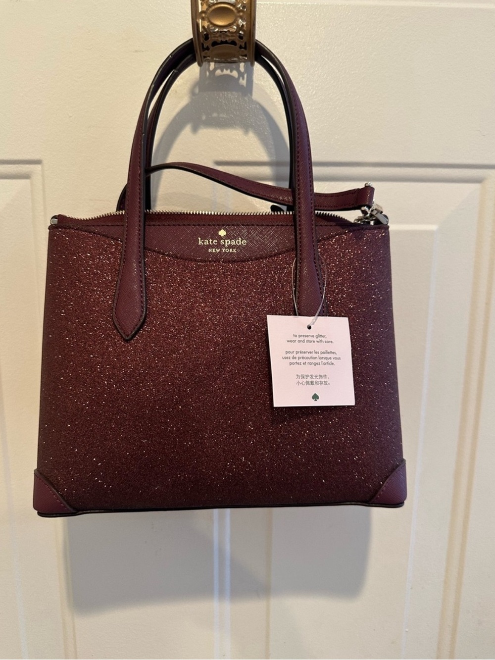 kate spade Glitter Satchel in Burgundy